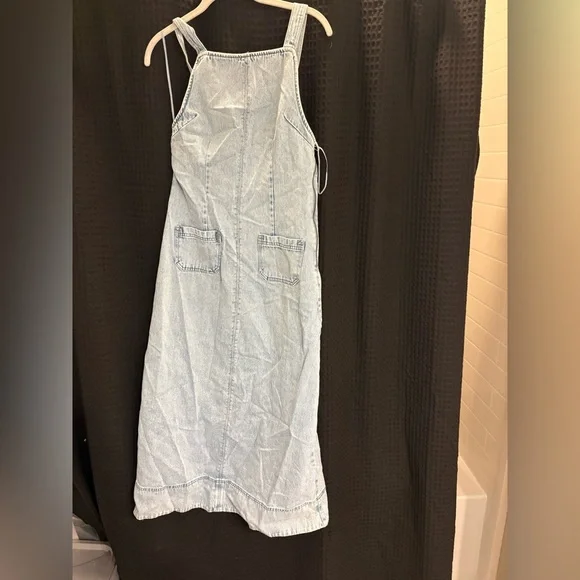 Free People Dex Denim Midi Dress Small Color: Bleachout NWT
